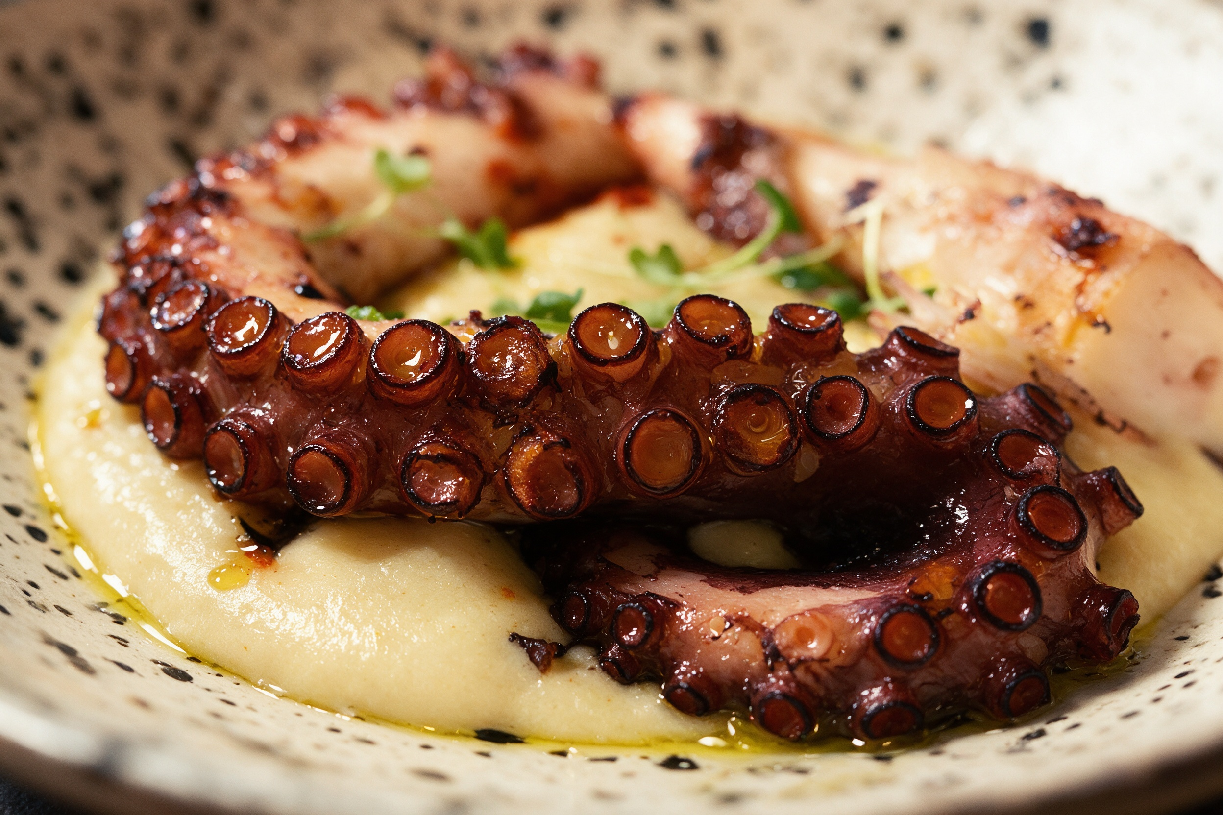Pulpo a la parrilla con puré de patata